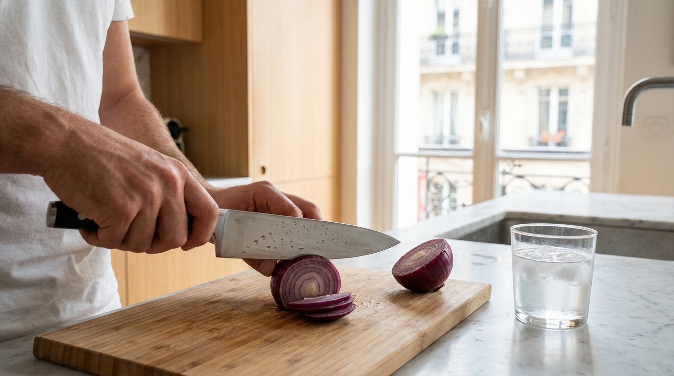 Ce drôle de tour qui change tout lorsque l’oignon croise votre couteau : adieu les yeux qui piquent !
