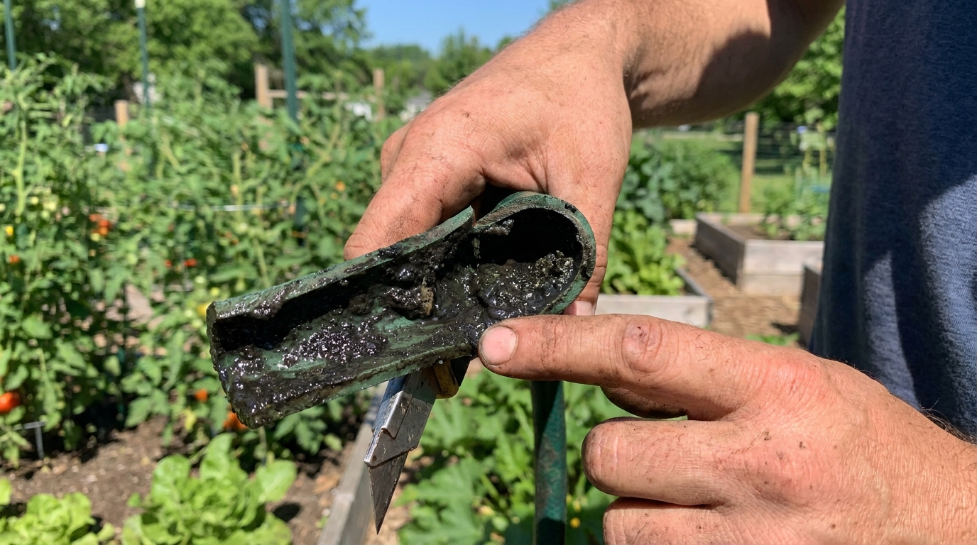 « Regarde ce qui coule » : mon beau-père a coupé un morceau du tuyau que j’utilisais depuis six ans au potager et m’a montré ce qui tapissait l’intérieur