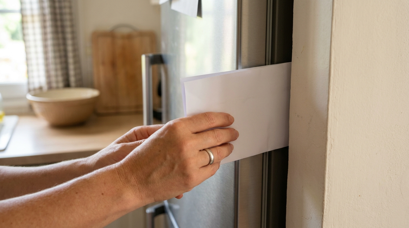 Coincez une feuille de papier entre votre frigo et le mur : si elle ne tombe pas, vous payez de l’électricité pour rien depuis des années