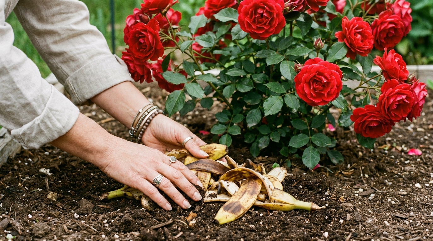Les anciens enterraient toujours des peaux de banane au pied des rosiers : la raison oubliée refait surface en 2026