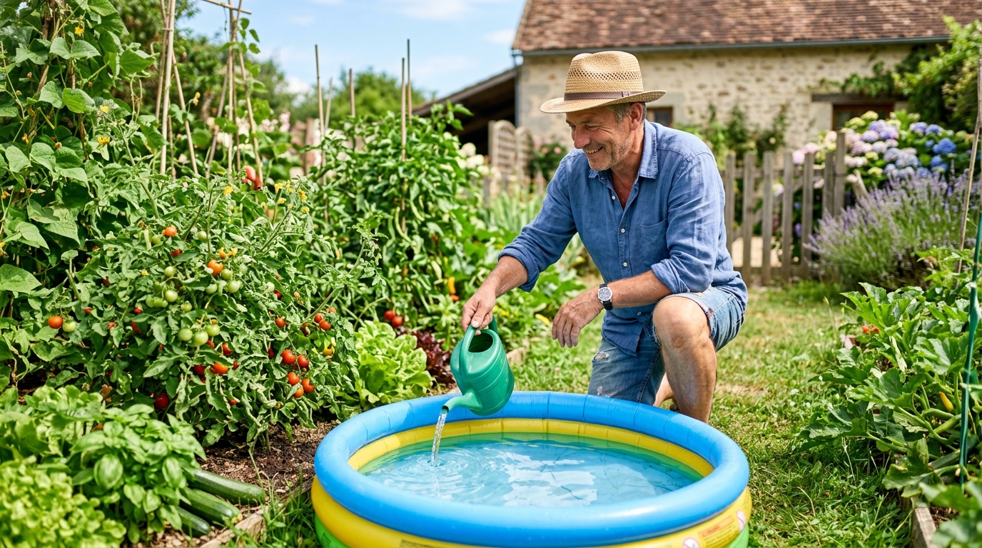 Ma grand-mère laissait toujours reposer l’eau de la piscinette deux jours avant d’y toucher et ce n’est pas par paresse : mes légumes n’ont jamais été aussi beaux