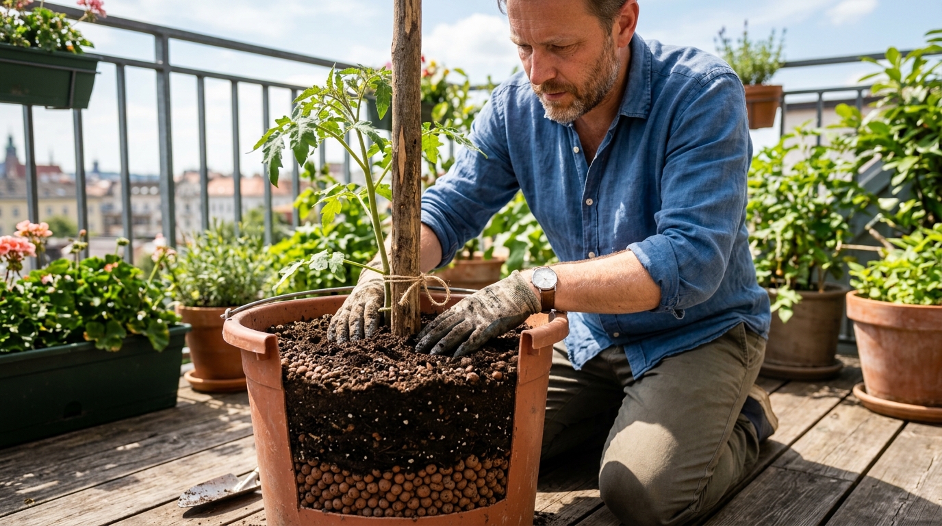 Mes plants de tomates végétaient sur mon balcon depuis des mois : un vieux jardinier m’a montré que je ne préparais pas du tout le bon fond de pot