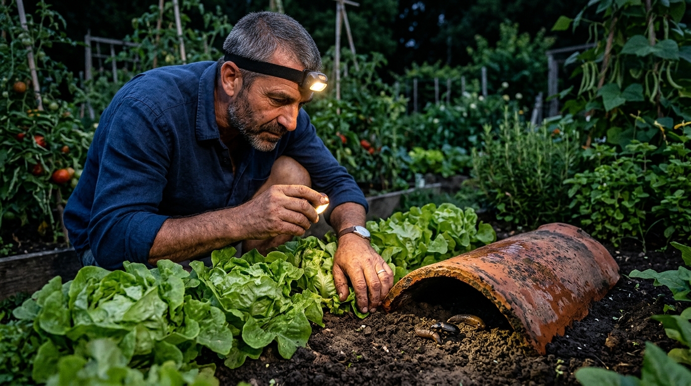 Mon voisin pose toujours une vieille tuile au pied de ses salades et ce n’est pas par négligence : regardez ce qui s’y passe la nuit