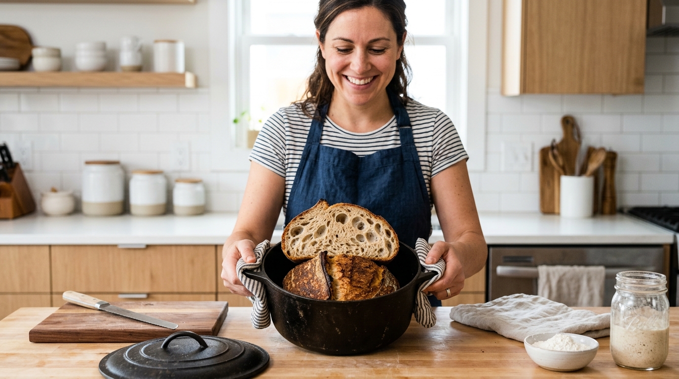 J’ai enfourné ma pâte à pain dans une cocotte en fonte juste pour voir : mon boulanger a cassé la croûte et m’a demandé de quelle fournée elle venait