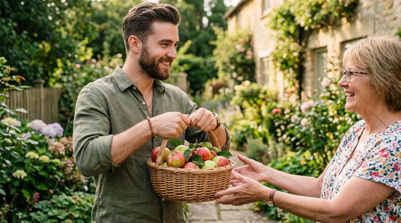 Je suis allé porter un cageot de pommes à mon voisin juste par politesse : ce qu’il faisait derrière sa cuisine a changé tout mon potager