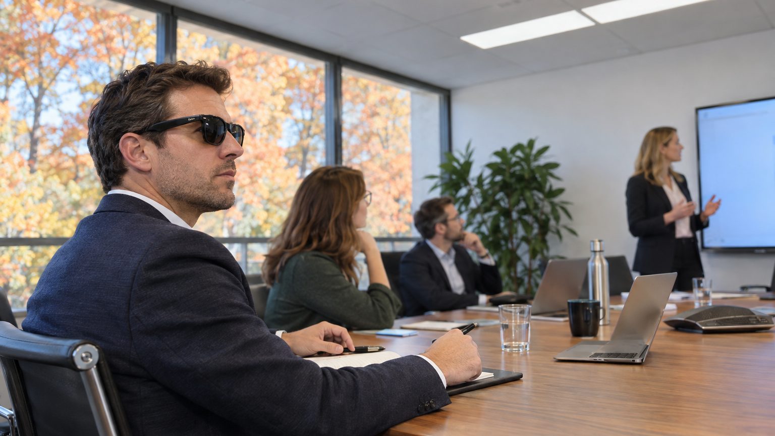 Ma collègue garde toujours ses Ray-Ban sur le nez en réunion, même sous les néons, et ce n'est pas pour cacher sa fatigue